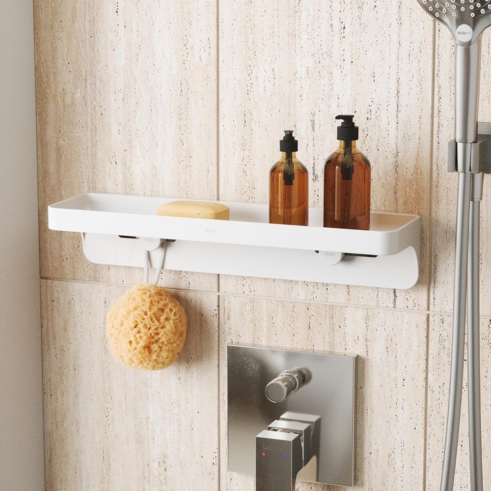 Badrumshylla, Självhäftande, UMBRA FLEX ADHESIVE, 41,3 x 11,6 x H 8,3 cm, Vit