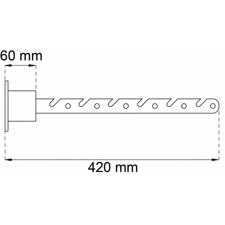 Balkonghängare / Vädringskrok i metall, HABO, 42 cm, Vit