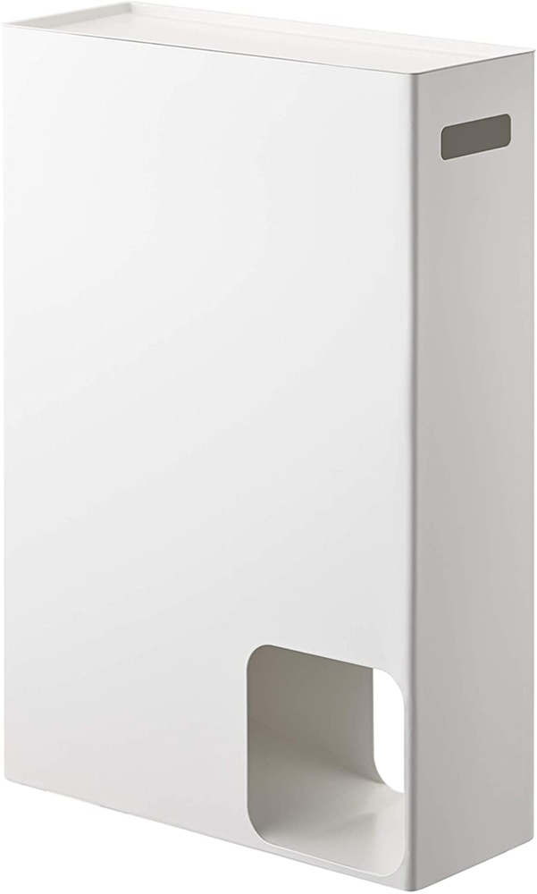 Behållare för toalettpappersrullar i metall, PLATE LARGE STOCKER, 33 x 12,5 x H 48 cm, Vit 