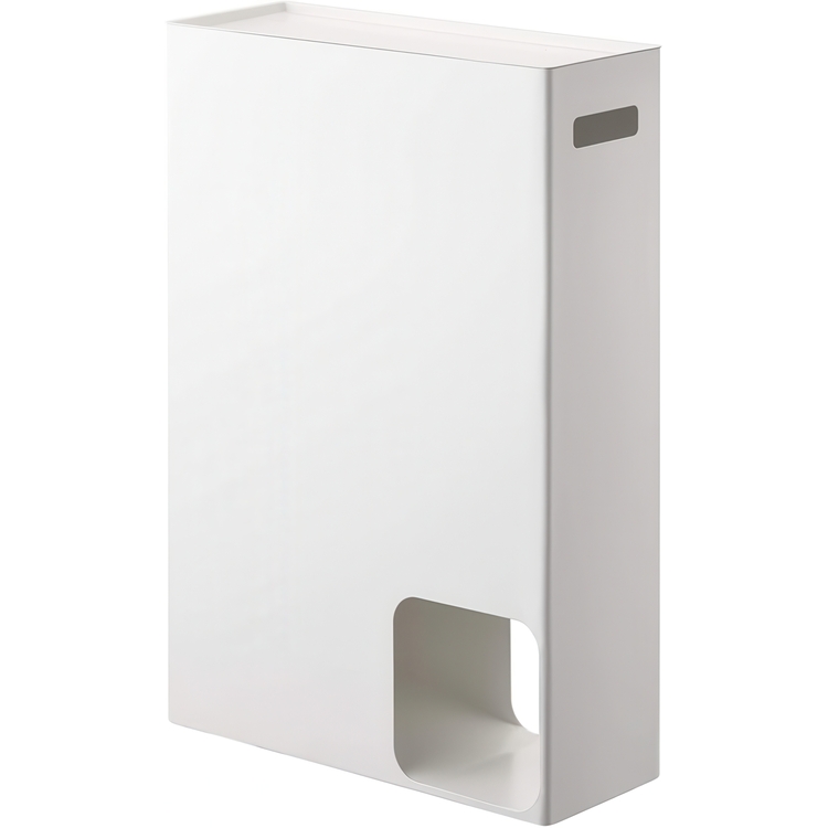 Behållare för toalettpappersrullar i metall, PLATE LARGE STOCKER, 33 x 12,5 x H 48 cm, Vit 