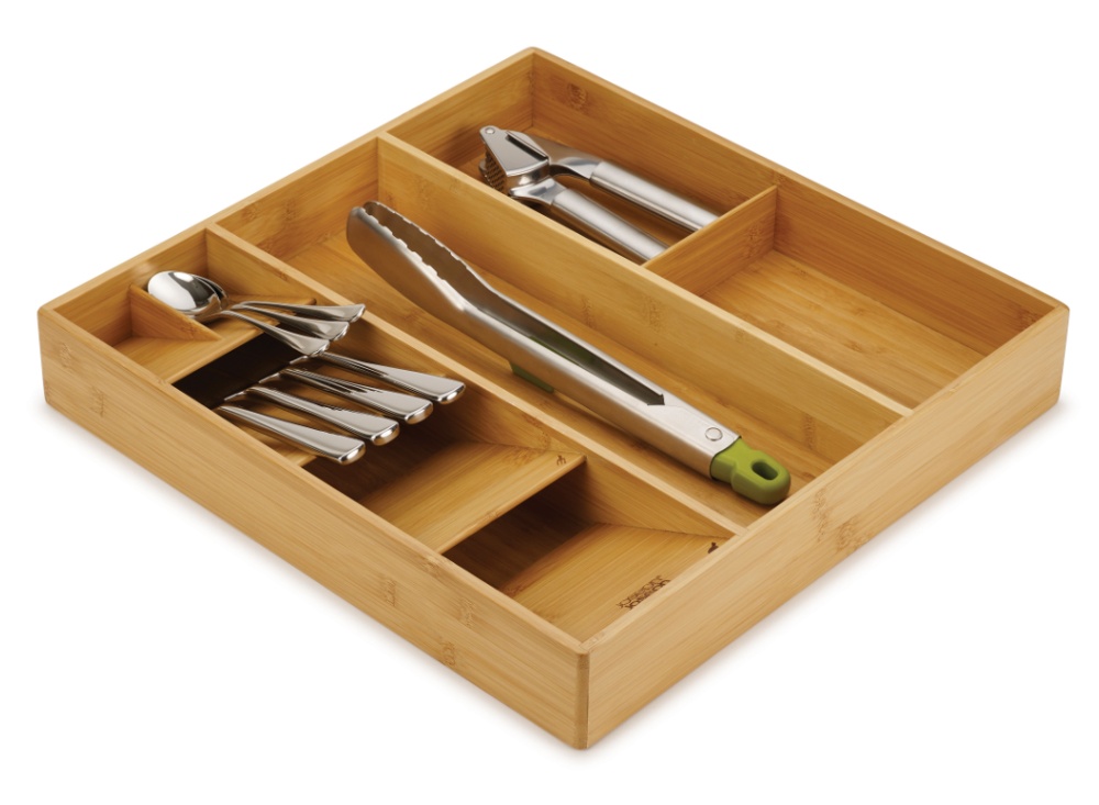 Bestick- & Redskapslåda, 8 fack, DRAWERSTORE BAMBU, Joseph Joseph, 40 x 38,5 x H 6,5 cm , Natur