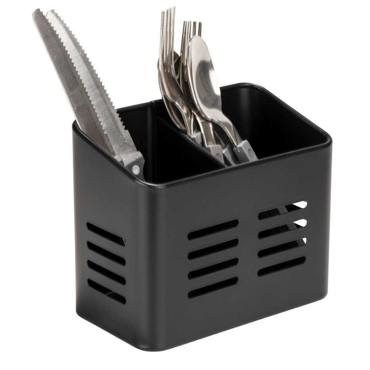 Bestickkorg i metall, BLACK UTENSIL CADDY 16 x 9 x H 13,5 cm, Svart
