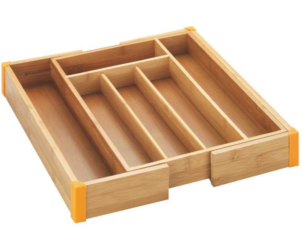 Besticklåda i Bambu, Expanderbar, BAMBOO, 35,7 x 25,7 ~38,5 x H 5,1 cm, Natur