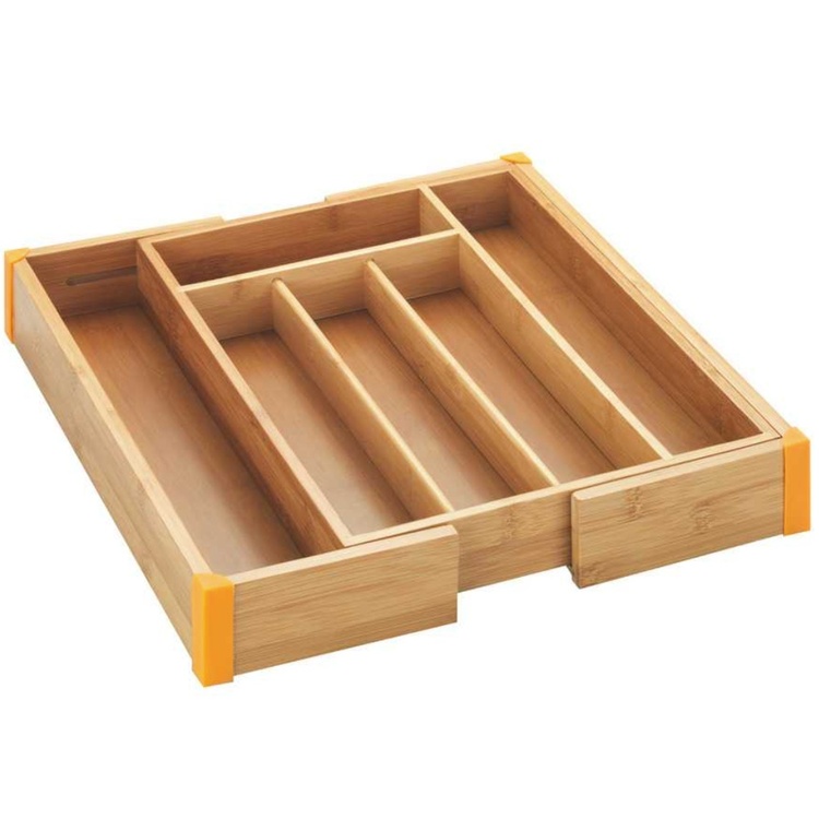 Besticklåda i Bambu, Expanderbar, BAMBOO, 35,7 x 25,7 ~38,5 x H 5,1 cm, Natur