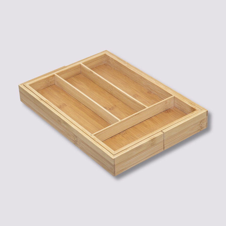 Besticklåda i Bambu, Expanderbar, RANGE-COUVERTS, 35 x 25~39,2 x H 4,5 cm, Natur