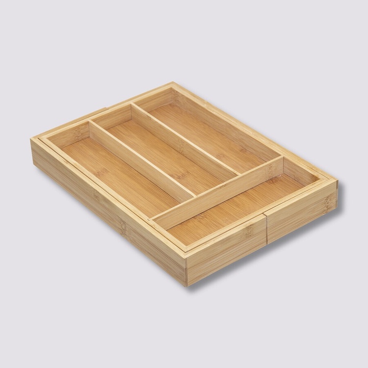 Besticklåda i Bambu, Expanderbar, RANGE-COUVERTS, 35 x 25~39,2 x H 4,5 cm, Natur