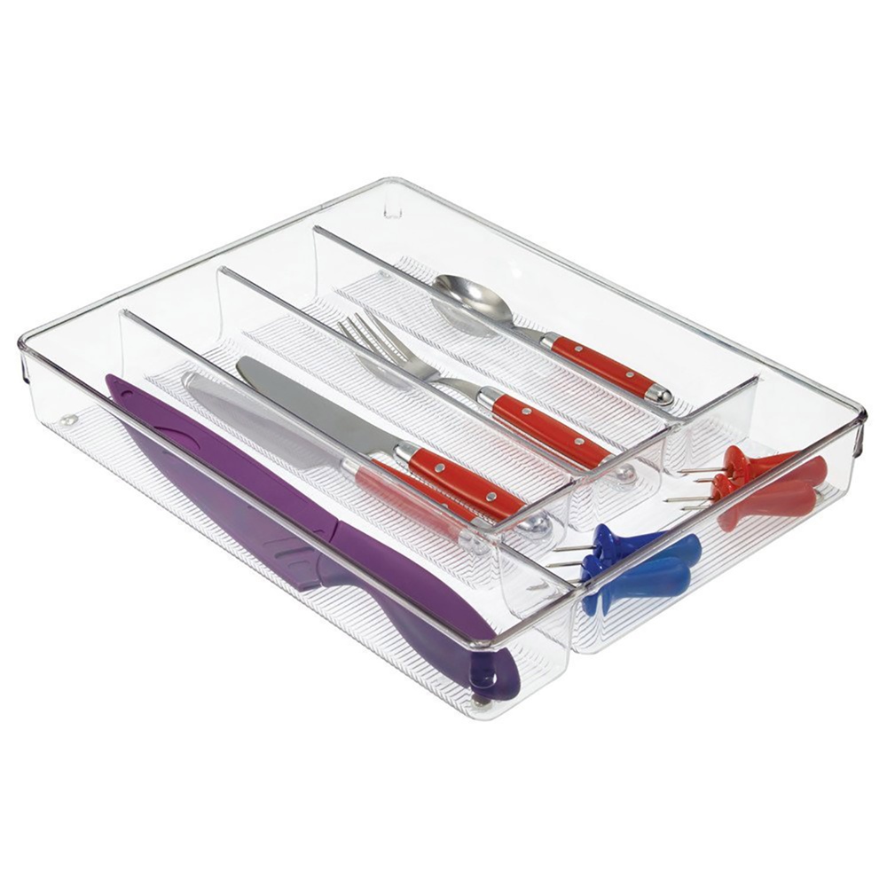 Besticklåda, 5 fack, LINUS SHALLOW CUTLEY TRAY, 35 x 27,3 x H 5,1 cm, Transparent