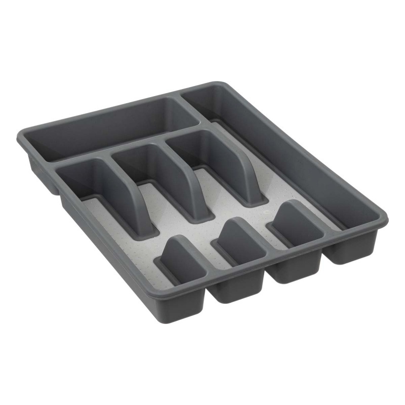 Besticklåda, 5 fack, NON SLIP RANGE-COUVERTS, 36,5 x 26.5 x H 5 cm, Grå