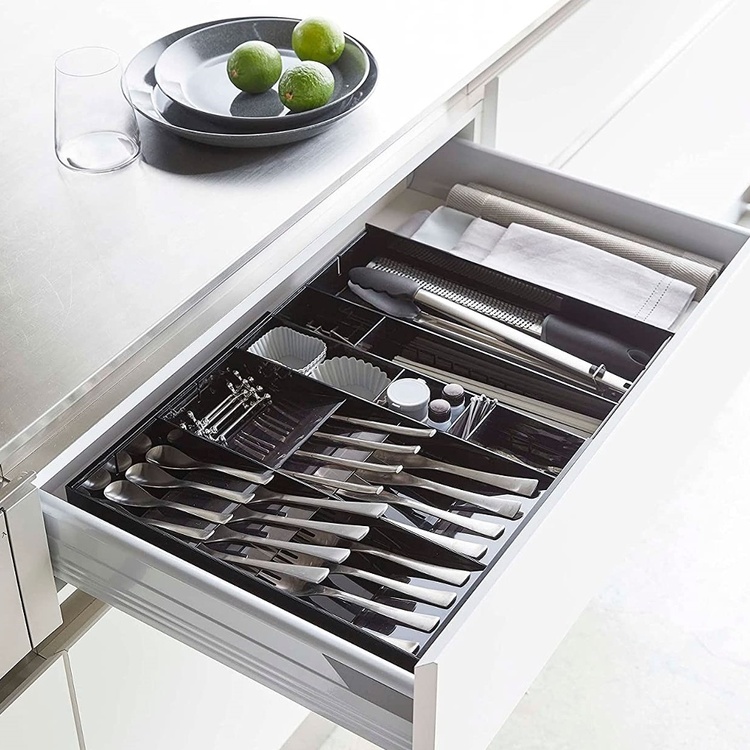 Besticklåda, Justerbar, TOWER CUTLERY CASE, Yamazaki, 35 x 30~47,5 x H 5,5 cm