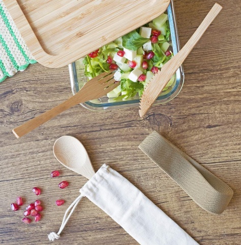 Bestickset i kraftig bambu, Återanvändbara, PEBBLY BAMBOO CUTLERY SET, Natur