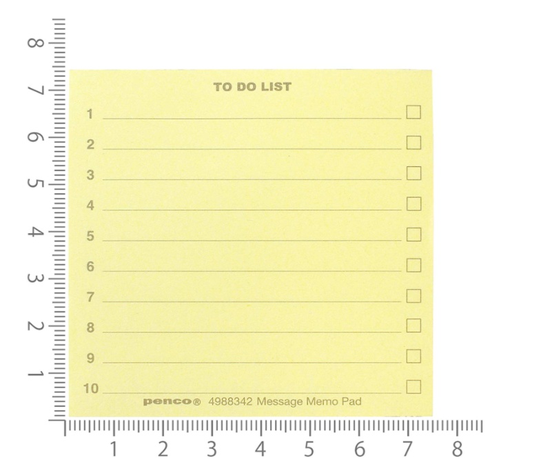 Blockkub på liten träpall, PENCO TO DO LIST, 7,4 x 7,4 cm, Gul