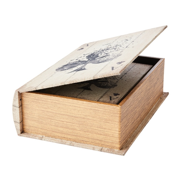 Boklåda, Dold Förvaring, ACE OF CLUBS, LARGE, 27 x 19 x H 8 cm, Natur
