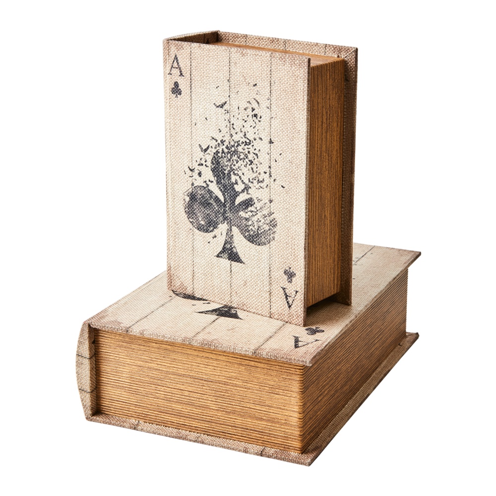 Boklåda, Dold Förvaring, ACE OF CLUBS, LARGE, 27 x 19 x H 8 cm, Natur