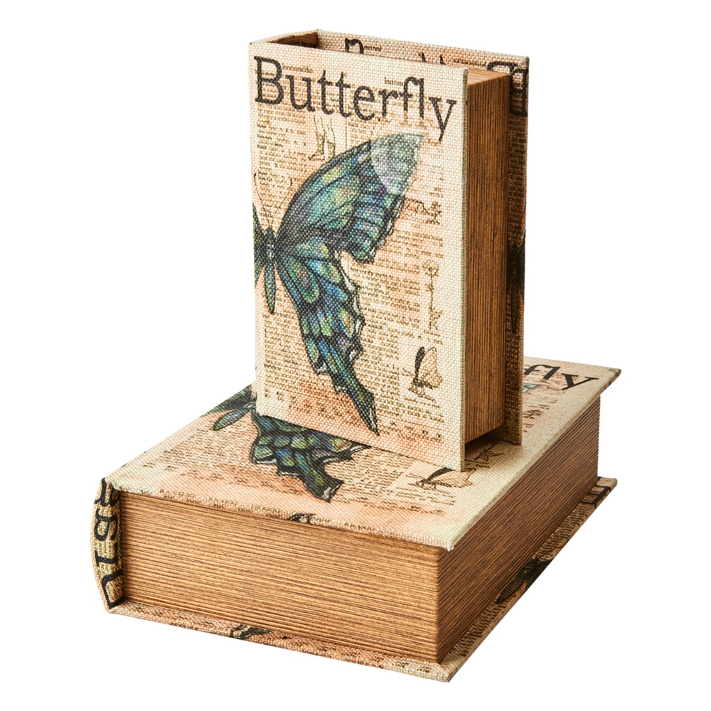 Boklåda, Dold Förvaring, BUTTERFLY, SMALL, 20 x 14 x H5 cm, Natur