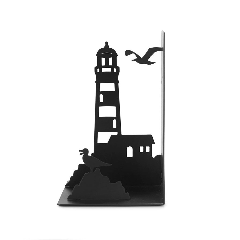 Bokstöd i metall, LIGHTHOUSE, 10 x 10 x H 16 cm, Svart