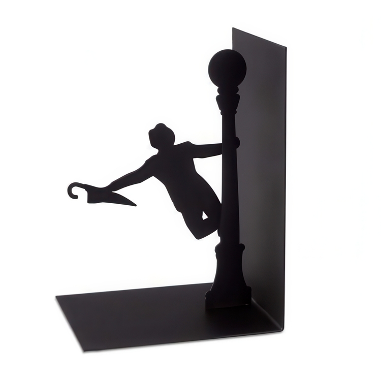 Bokstöd i metall, SINGING IN THE RAIN, 12,5 x 10 x H 18 cm, Svart