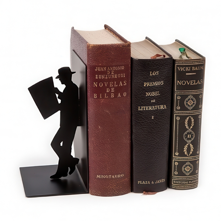 Bokstöd i metall, THE READER, 10 x 8 x H 17 cm, Svart