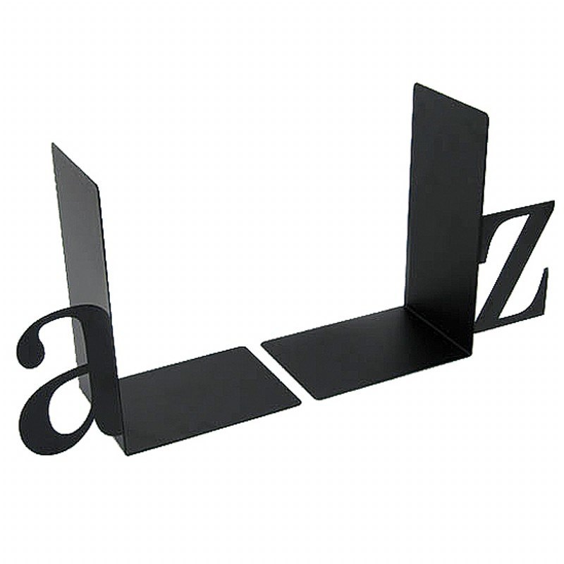 Bokstöd i metall, 2 st, BOOK ENDS A - Z, Svarta