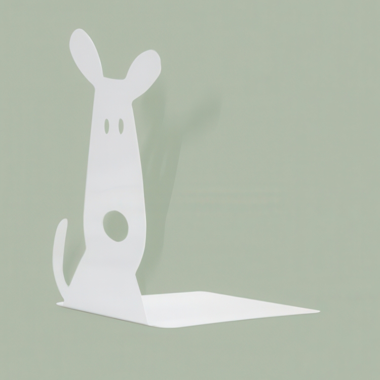 Bokstöd i metall, 2 st, VITA HUNDAR, 12 x 12,5 x H 17 cm, Vita