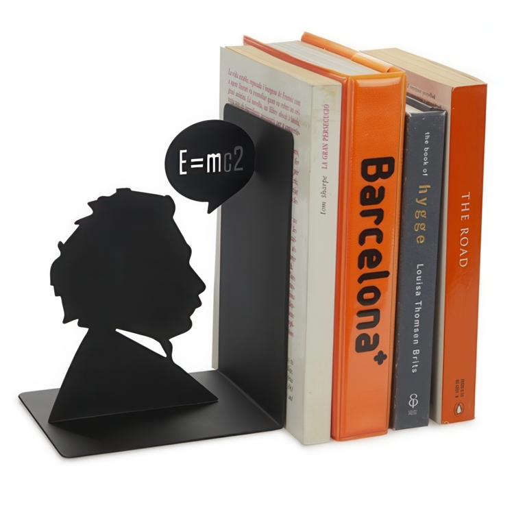 Bokstöd i metall, EINSTEIN, 10 x 13 x H 17, Svart