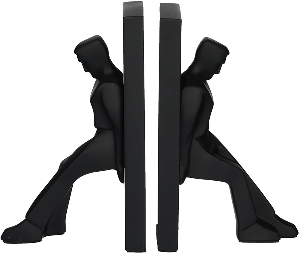 Bokstöd, 2 st, LEANING MEN, 12 x 8 x H 19,5 cm, Svart