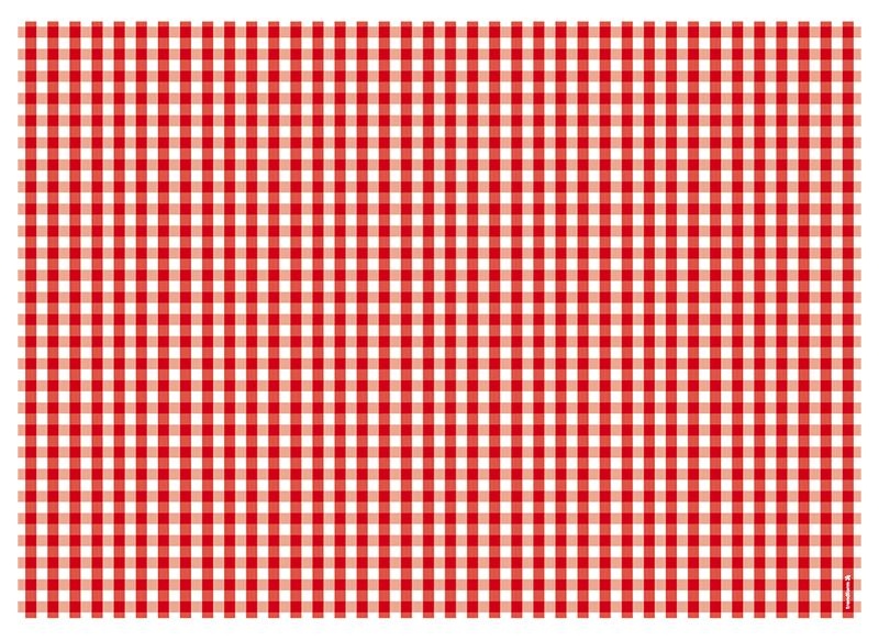 Bordstabletter i papper, 50 ark, VICHY ROT, 42 x 30 cm, Röd / vit