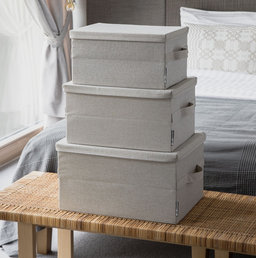 Box i tyg med lock, BIGSO LARGE SOFT STORAGE, 45 x 34 x H 25 cm, Beige