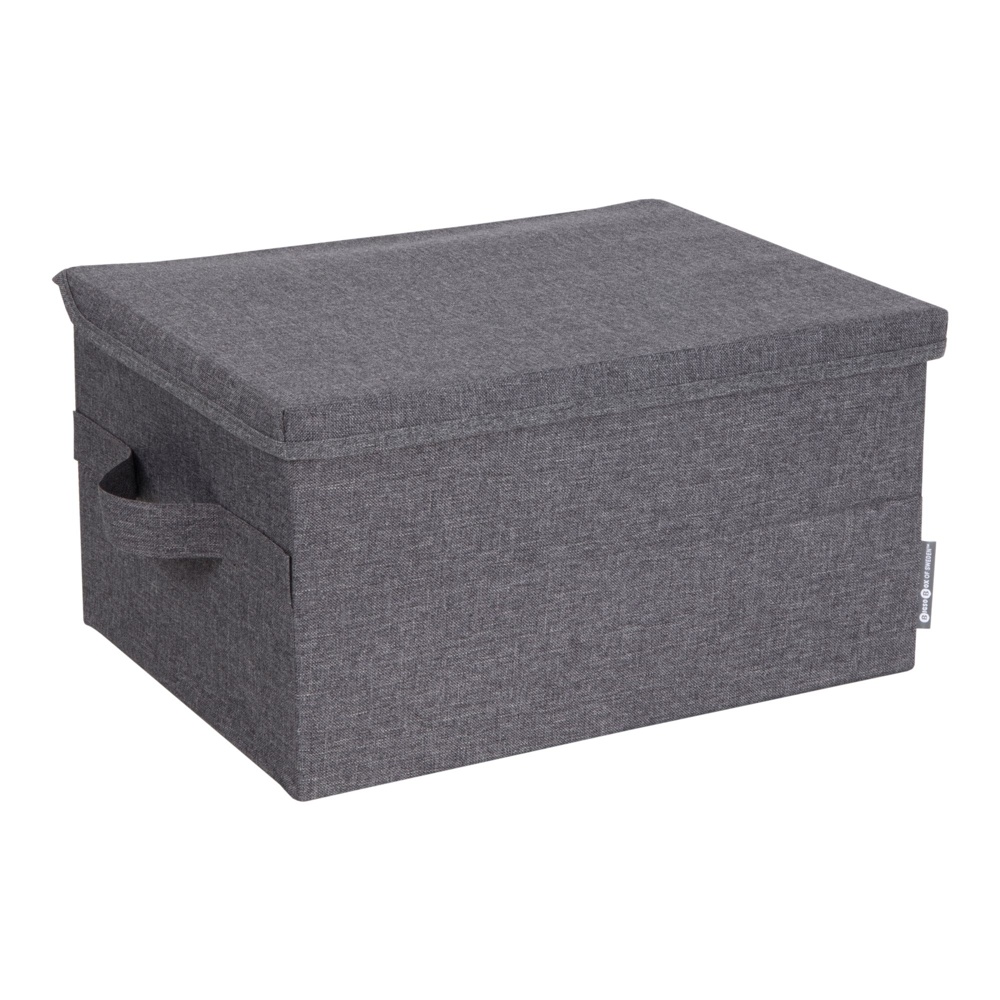 Box i tyg med lock, BIGSO MEDIUM SOFT STORAGE 40 x 30 x H 22 cm, Grå
