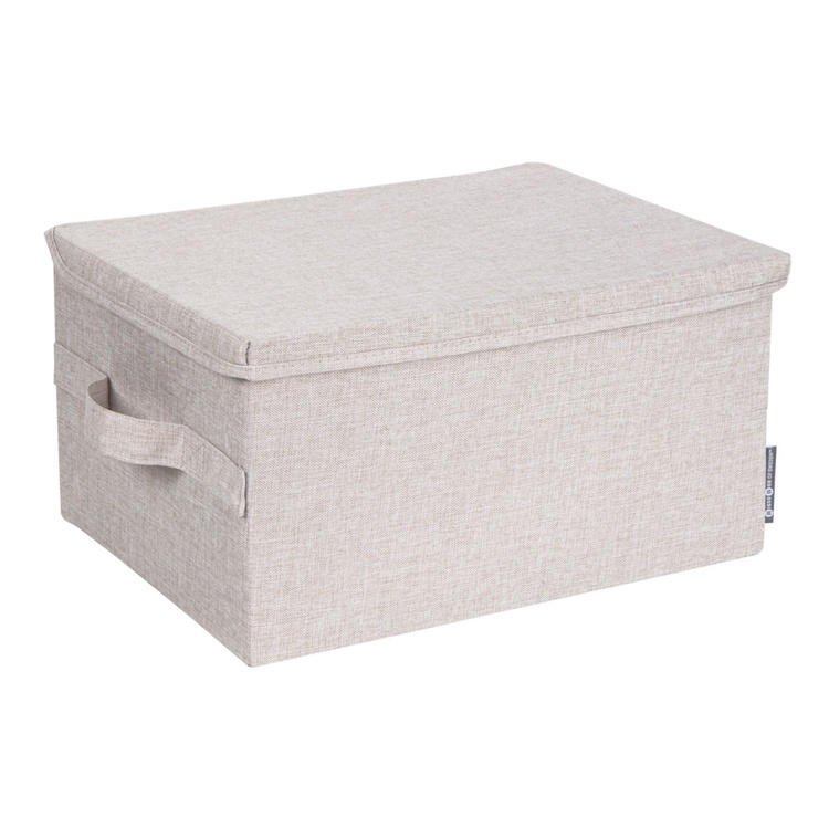 Box i tyg med lock, BIGSO MEDIUM SOFT STORAGE, 40 x 30 x H 22 cm, Beige