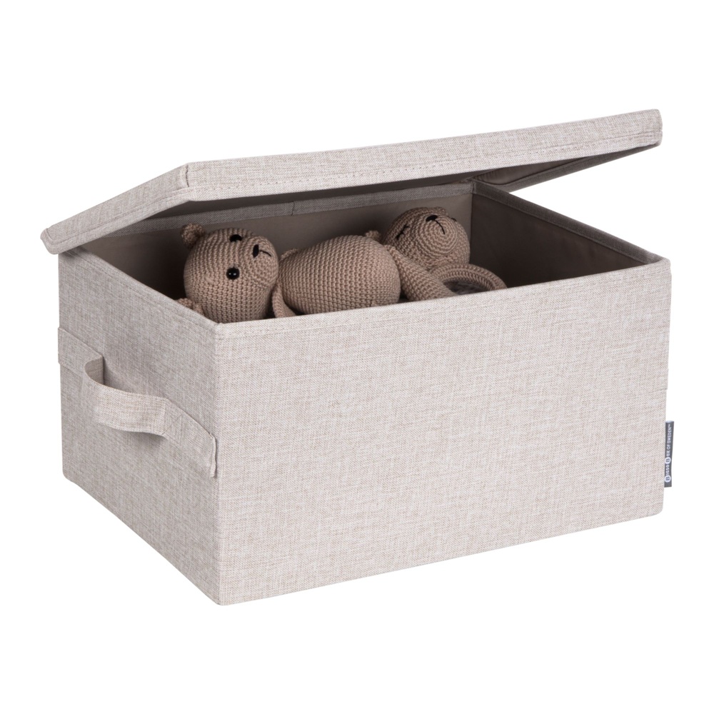 Box i tyg med lock, BIGSO MEDIUM SOFT STORAGE, 40 x 30 x H 22 cm, Beige