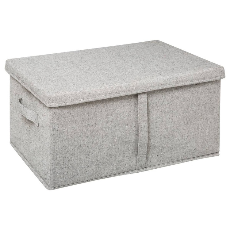 Box i tyg med lock, ORGA STORAGE BOX XL, 50 x 31 x H 25 cm, Beige-Grå