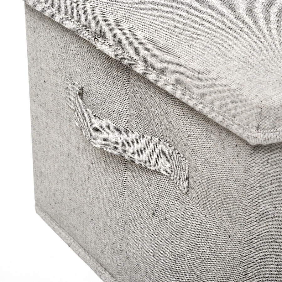 Box i tyg med lock, ORGA STORAGE BOX XL, 50 x 31 x H 25 cm, Beige-Grå