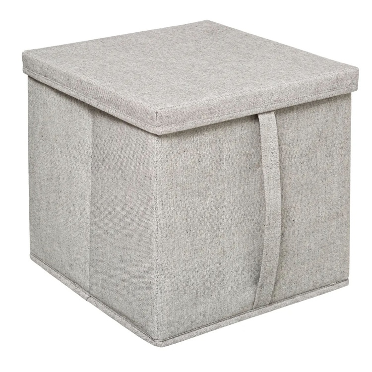Box i tyg med lock, ORGA STORAGE BOX CUBE, 31 x 31 x H 31 cm, Beige-Grå