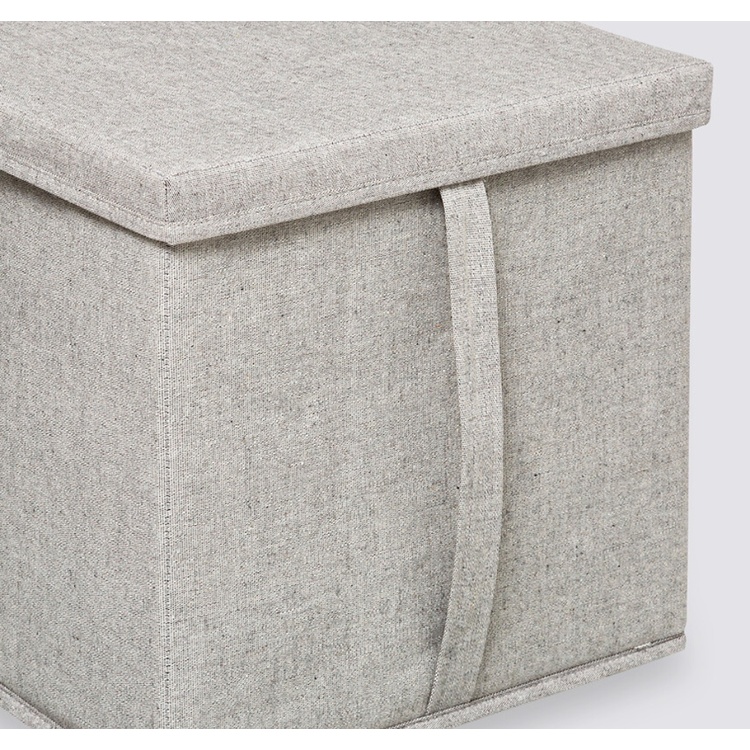 Box i tyg med lock, ORGA STORAGE BOX CUBE, 31 x 31 x H 31 cm, Beige-Grå