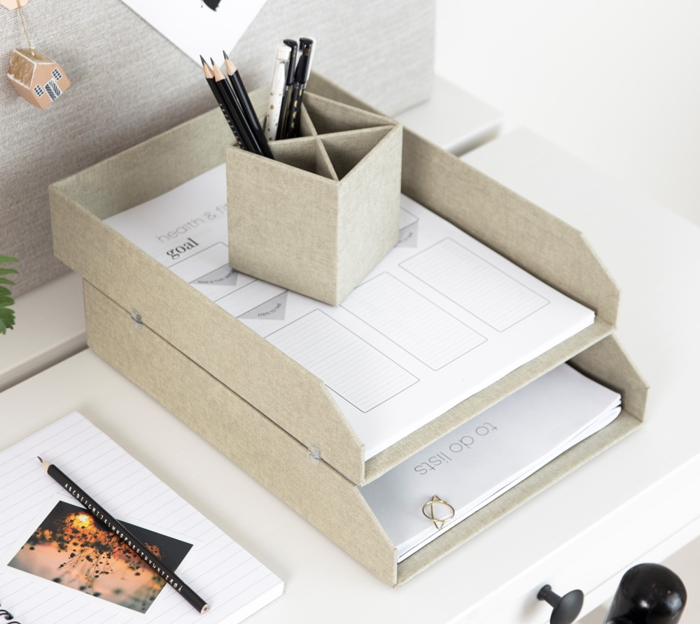 Brevkorg, BIGSO HÅKAN CANVAS, 2 fack, Beige