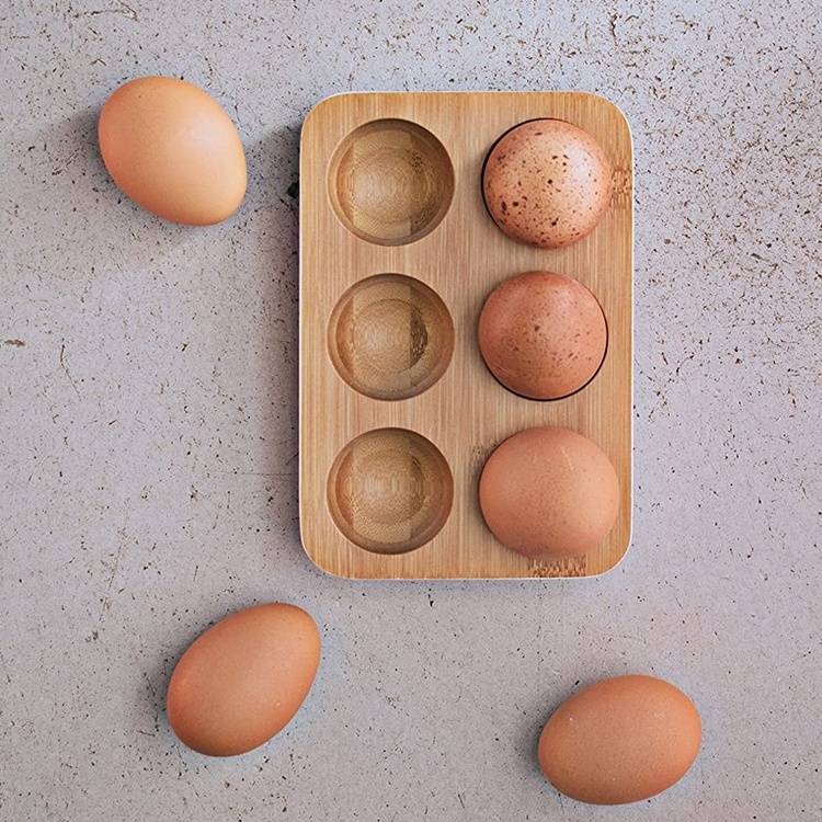 Bricka för 6 ägg, Bambu, PEBBLY ECO EGG TRAY, 17,5 x 12 cm, Natur