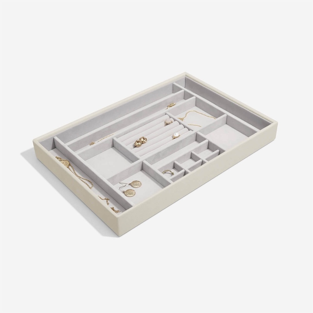 Bricka för smycken, 16 fack, Stort, SUPERSIZE STACKERS, 36 x 25 x H 4 cm, Oatmeal