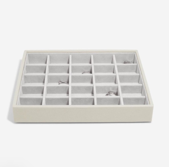 Bricka för smycken, 25 fack, CLASSIC STACKERS, 25 x 18 x H 3,7 cm, Oat