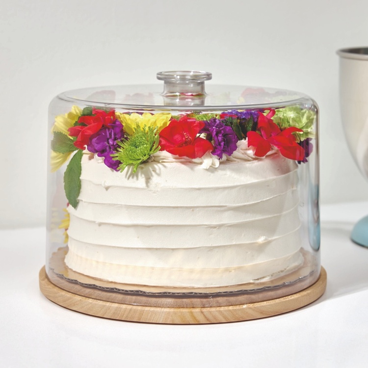 Bricka med Kupa, PANSINO CAKE DOME, Ø 37 x H 16 cm , Transparent / Natur