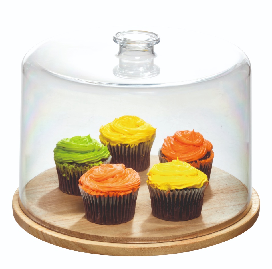 Bricka med Kupa, PANSINO CAKE DOME, Ø 37 x H 16 cm , Transparent / Natur