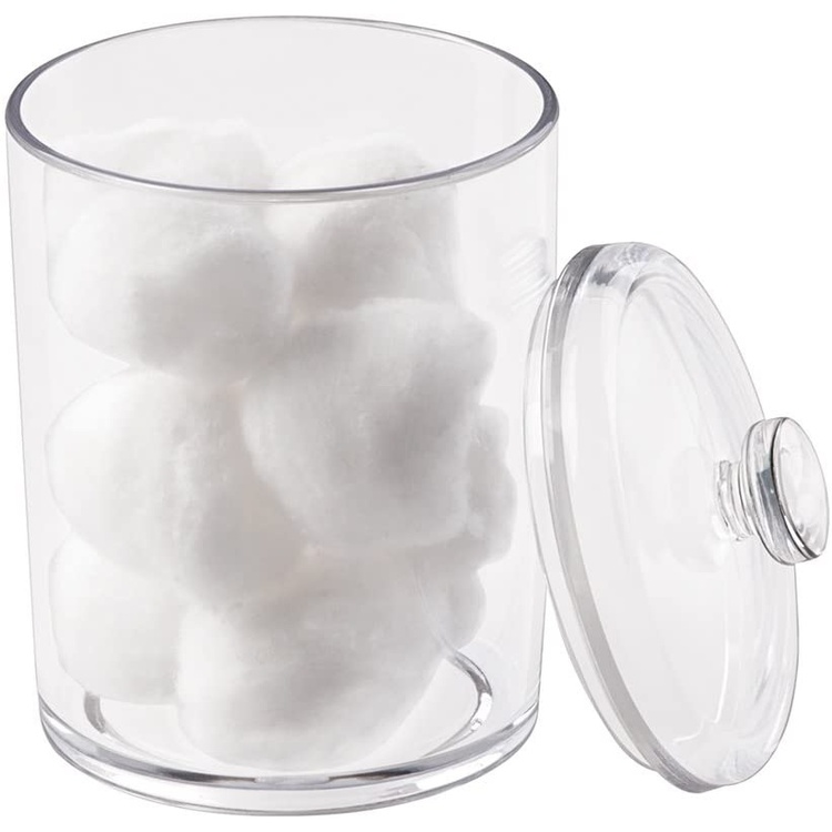 Burk för bomull, SMALL COTTON CANISTER, Ø 8,5 x H13 cm, Klar akryl