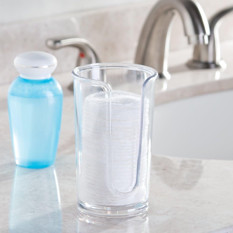 Burk för bomullspads, RPET CLARITY, Ø7,5 x H12 cm, Transparent