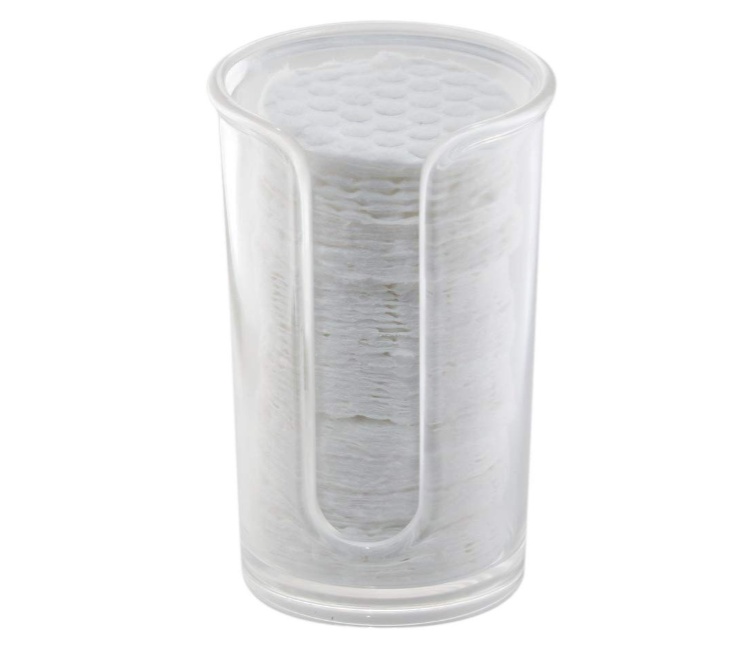 Burk för bomullspads, RPET CLARITY, Ã˜7,5 x H12 cm, Transparent