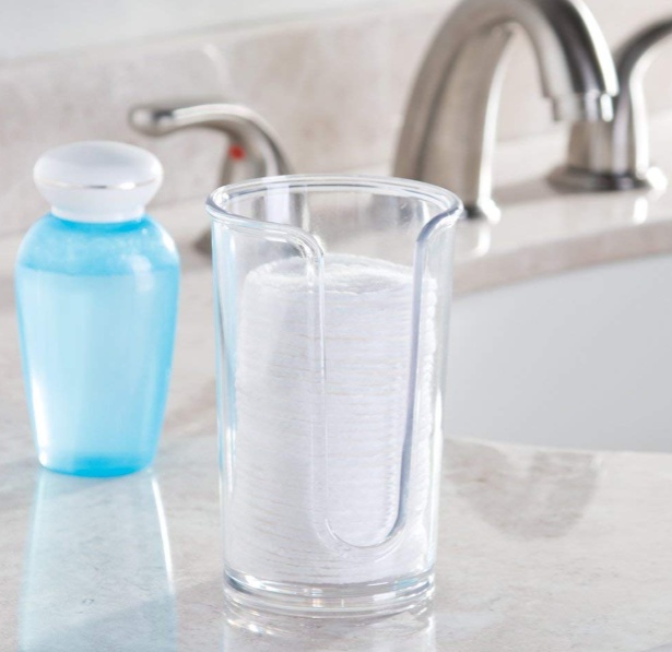 Burk för bomullspads, RPET CLARITY, Ã˜7,5 x H12 cm, Transparent