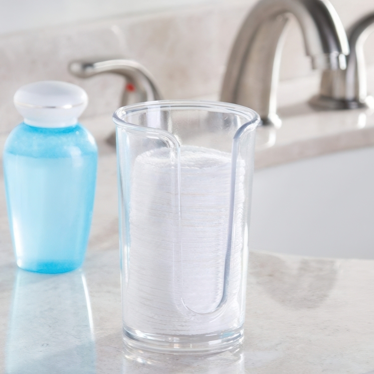 Burk för bomullspads, RPET CLARITY, Ø7,5 x H12 cm, Transparent