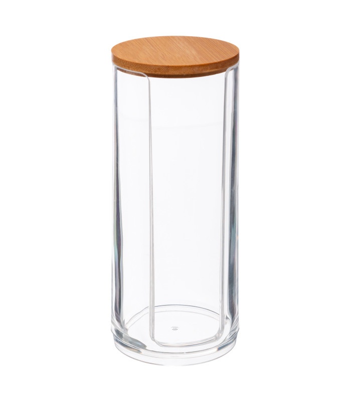 Burk för bomullsrondeller, SELENA BAMBOO, Ø 7 x H 17,8 cm, Klar / Natur
