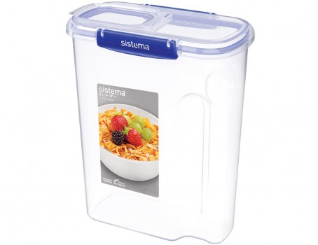 Burk för flingor, Stor, 4,2 L KLIP IT + , CEREAL, Sistema, Klar / Kornblå