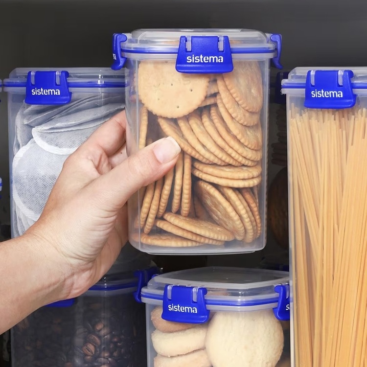 Burk för Kex, 0,9 liter, KLIP IT PLUS CRACKER, Klar / Blå