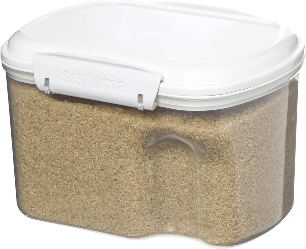 Burk för mjöl, gryn mm, 1,56 L, SISTEMA BAKE IT, Klar / Vit