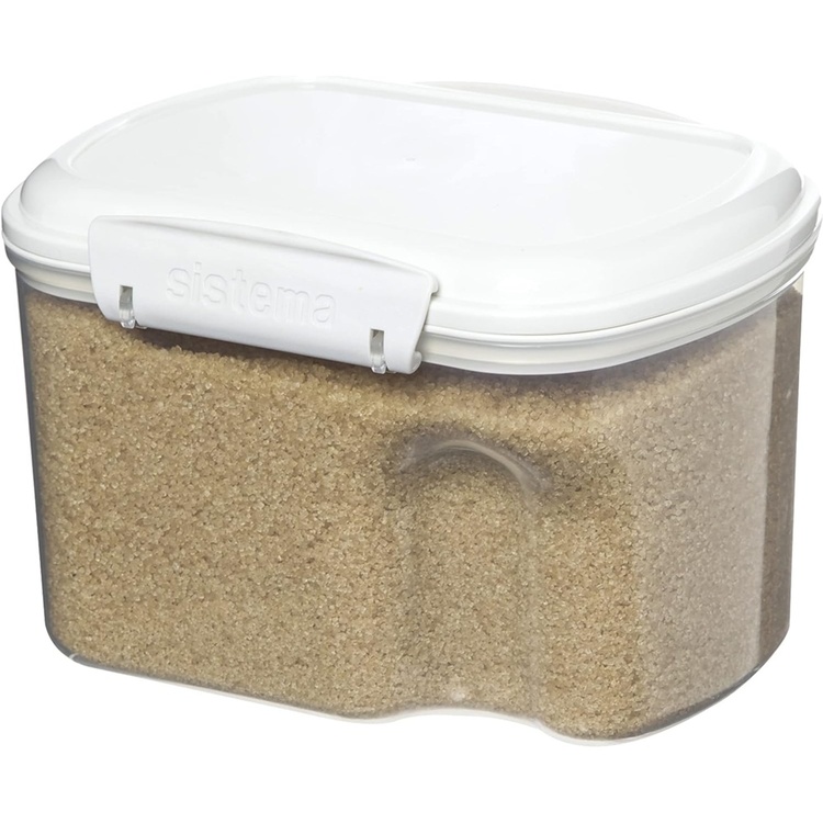 Burk för mjöl, gryn mm, 1,56 L, SISTEMA BAKE IT, Klar / Vit